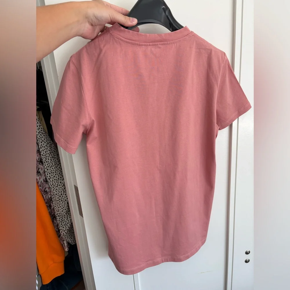 Celine Paris Logo Print Cotton T-Shirt Dust Pink Size Medium Scoop Neck Women’s - Picture 8 of 10